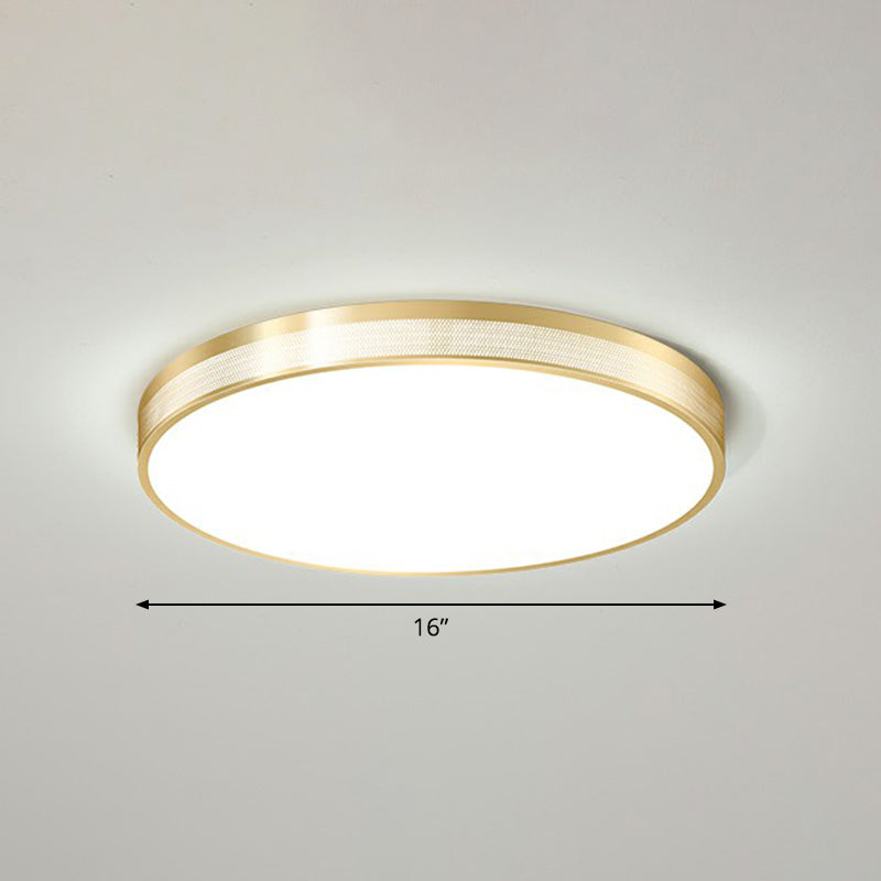 Geometric Shaped Metal Ceiling Flush Light Minimalist LED Flush Mounted Lamp with Mesh Side Gold Small Round Clearhalo 'Ceiling Lights' 'Close To Ceiling Lights' 'Close to ceiling' 'Flush mount' Lighting' 2326766
