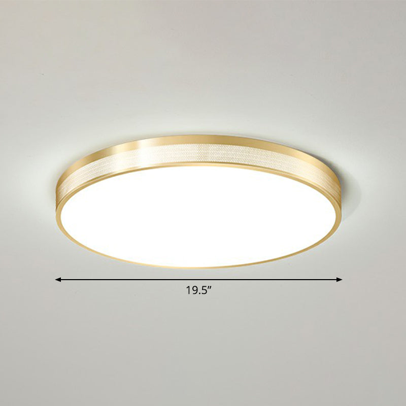 Geometric Shaped Metal Ceiling Flush Light Minimalist LED Flush Mounted Lamp with Mesh Side Gold Large Round Clearhalo 'Ceiling Lights' 'Close To Ceiling Lights' 'Close to ceiling' 'Flush mount' Lighting' 2326768