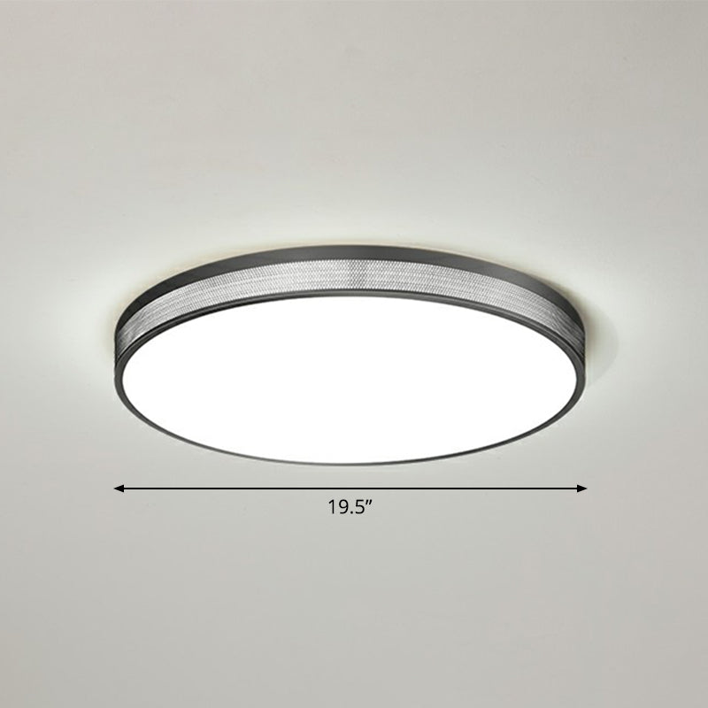 Geometric Shaped Metal Ceiling Flush Light Minimalist LED Flush Mounted Lamp with Mesh Side Black Large Round Clearhalo 'Ceiling Lights' 'Close To Ceiling Lights' 'Close to ceiling' 'Flush mount' Lighting' 2326774