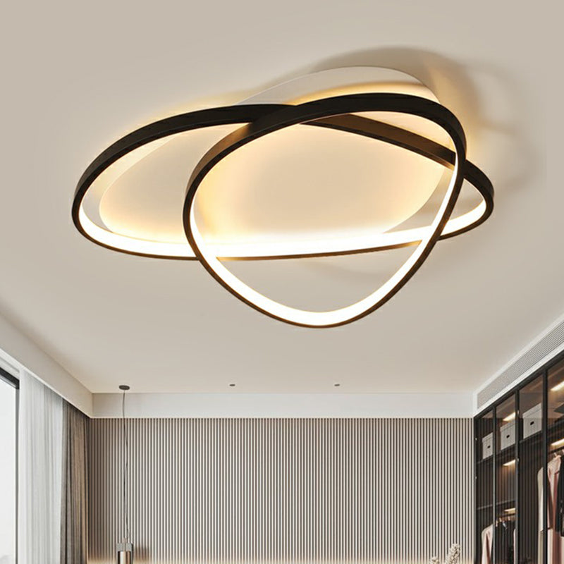 Pebblestone Shaped Ceiling Lamp Simple Metal Black LED Flush Light Fixture for Hotel Clearhalo 'Ceiling Lights' 'Close To Ceiling Lights' 'Close to ceiling' 'Flush mount' Lighting' 2326775