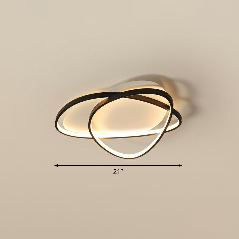 Pebblestone Shaped Ceiling Lamp Simple Metal Black LED Flush Light Fixture for Hotel Black 21" Warm Clearhalo 'Ceiling Lights' 'Close To Ceiling Lights' 'Close to ceiling' 'Flush mount' Lighting' 2326777