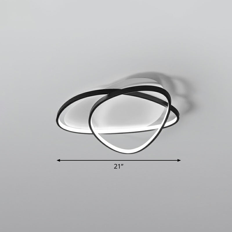 Pebblestone Shaped Ceiling Lamp Simple Metal Black LED Flush Light Fixture for Hotel Black 21" White Clearhalo 'Ceiling Lights' 'Close To Ceiling Lights' 'Close to ceiling' 'Flush mount' Lighting' 2326787