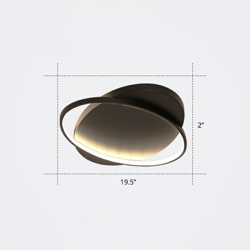 Metal Ellipse Flush Mount Lamp Minimalism Led Surface Mount Ceiling Light for Foyer Black 19.5" Third Gear Clearhalo 'Ceiling Lights' 'Close To Ceiling Lights' 'Close to ceiling' 'Flush mount' Lighting' 2326796