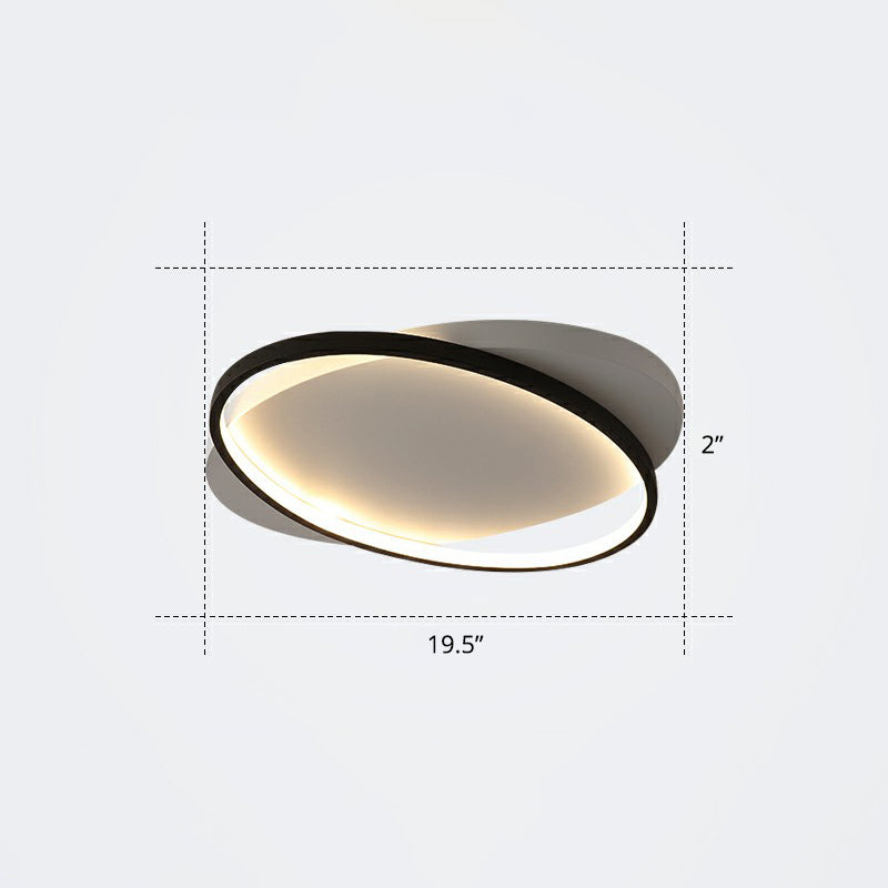 Metal Ellipse Flush Mount Lamp Minimalism Led Surface Mount Ceiling Light for Foyer White 19.5" Third Gear Clearhalo 'Ceiling Lights' 'Close To Ceiling Lights' 'Close to ceiling' 'Flush mount' Lighting' 2326808