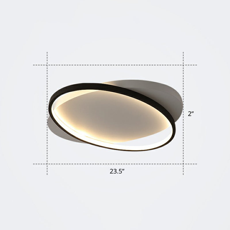 Metal Ellipse Flush Mount Lamp Minimalism Led Surface Mount Ceiling Light for Foyer White 23.5" Remote Control Stepless Dimming Clearhalo 'Ceiling Lights' 'Close To Ceiling Lights' 'Close to ceiling' 'Flush mount' Lighting' 2326813