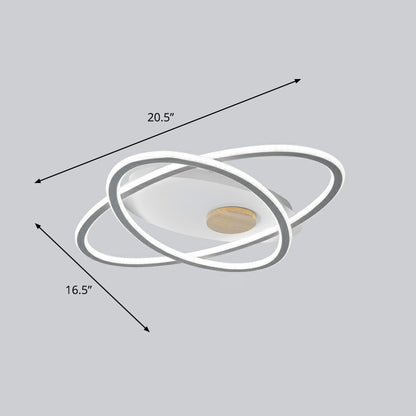 Oval Flush Mount Ceiling Lighting Fixture Simplicity Acrylic LED Flush Mount for Bedroom Grey 16.5" White Clearhalo 'Ceiling Lights' 'Close To Ceiling Lights' 'Close to ceiling' 'Semi-flushmount' Lighting' 2326835