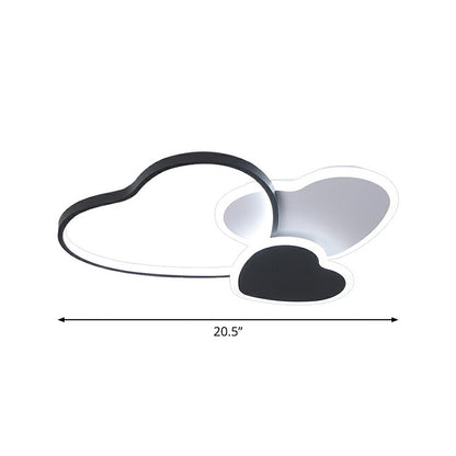 Black Loving Heart Flush Mount Light Modern Metal LED Ceiling Flush Light Fixture for Bedroom Black 20.5" White Clearhalo 'Ceiling Lights' 'Close To Ceiling Lights' 'Close to ceiling' 'Semi-flushmount' Lighting' 2326888