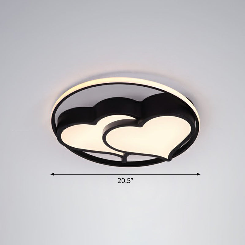 Ultrathin Bedroom Ceiling Mounted Fixture Acrylic Contemporary LED Flush Mount Lighting Black Remote Control Stepless Dimming Loving Heart Clearhalo 'Ceiling Lights' 'Close To Ceiling Lights' 'Close to ceiling' 'Flush mount' Lighting' 2326895