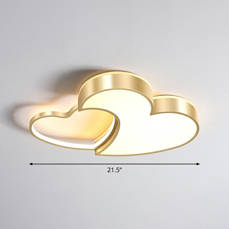 Heart Shaped Metal Ceiling Flush Light Minimalist Golden Flush Mount Led Light for Bedroom Gold 21.5" Warm Clearhalo 'Ceiling Lights' 'Close To Ceiling Lights' 'Close to ceiling' 'Flush mount' Lighting' 2326906