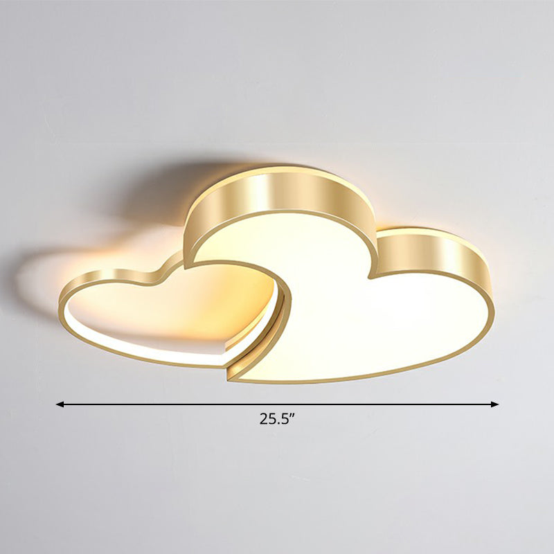 Heart Shaped Metal Ceiling Flush Light Minimalist Golden Flush Mount Led Light for Bedroom Gold 25.5" Warm Clearhalo 'Ceiling Lights' 'Close To Ceiling Lights' 'Close to ceiling' 'Flush mount' Lighting' 2326911