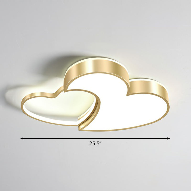 Heart Shaped Metal Ceiling Flush Light Minimalist Golden Flush Mount Led Light for Bedroom Gold 25.5" White Clearhalo 'Ceiling Lights' 'Close To Ceiling Lights' 'Close to ceiling' 'Flush mount' Lighting' 2326915