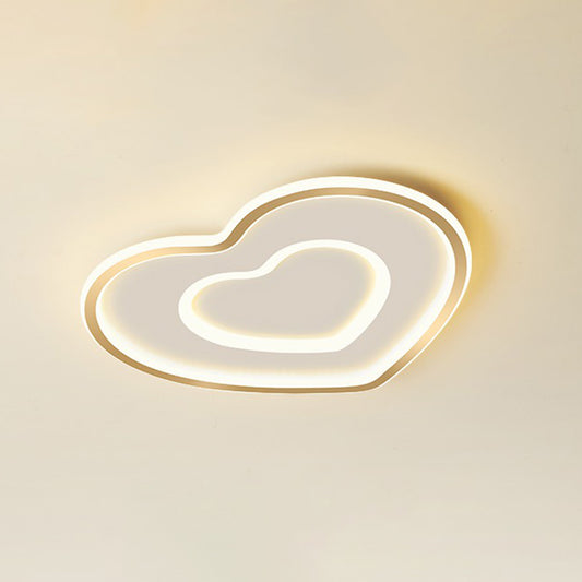 Gold Love Heart Ultrathin Flush Mount Simplicity Acrylic LED Ceiling Light Fixture for Bedroom Clearhalo 'Ceiling Lights' 'Close To Ceiling Lights' 'Close to ceiling' 'Flush mount' Lighting' 2326925