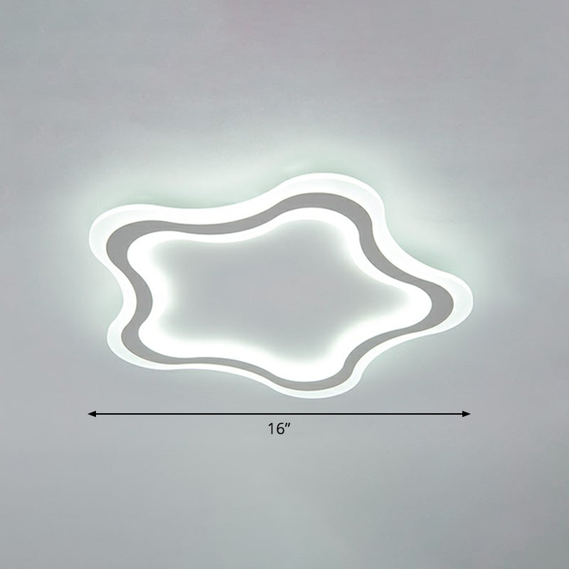White Pentacle LED Flushmount Ceiling Lamp Cartoon Acrylic Flush Light for Child Room White 16" White Clearhalo 'Ceiling Lights' 'Close To Ceiling Lights' 'Close to ceiling' 'Flush mount' Lighting' 2326928