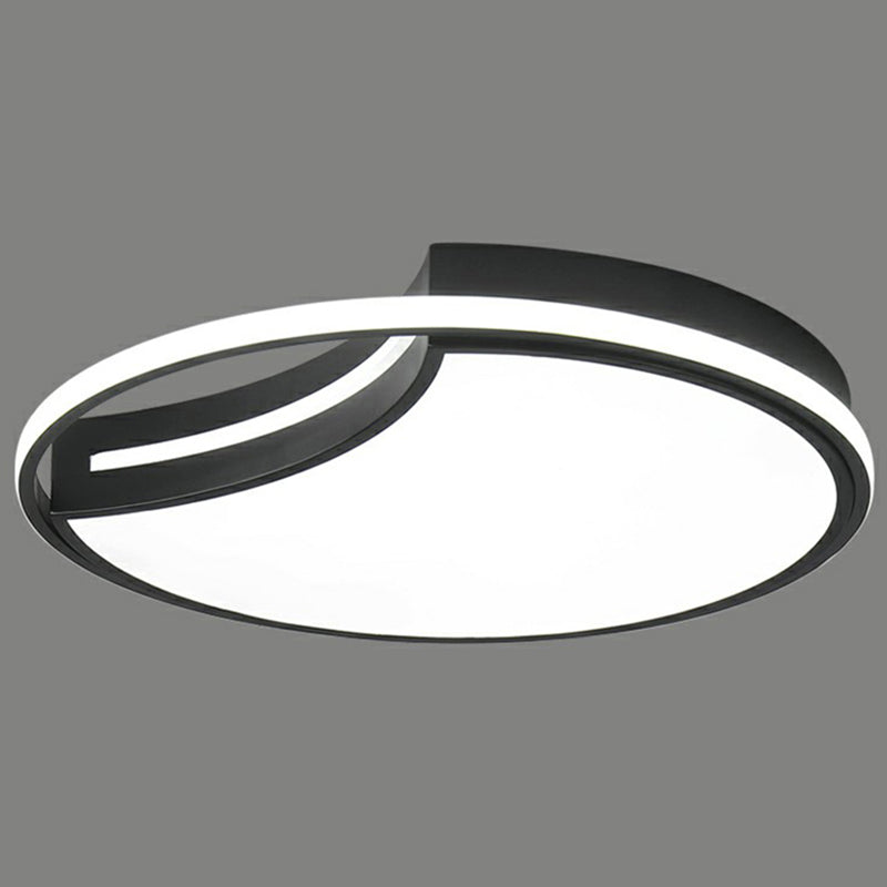 Minimalist Crescent LED Ceiling Flush Mount Acrylic Bedroom Flush Light Fixture with Halo Ring in Black Black 23.5" Third Gear Clearhalo 'Ceiling Lights' 'Close To Ceiling Lights' 'Close to ceiling' 'Flush mount' Lighting' 2326989