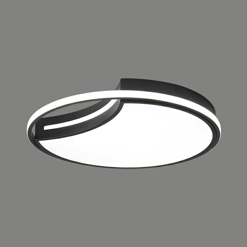 Minimalist Crescent LED Ceiling Flush Mount Acrylic Bedroom Flush Light Fixture with Halo Ring in Black Black 20.5" Third Gear Clearhalo 'Ceiling Lights' 'Close To Ceiling Lights' 'Close to ceiling' 'Flush mount' Lighting' 2326994