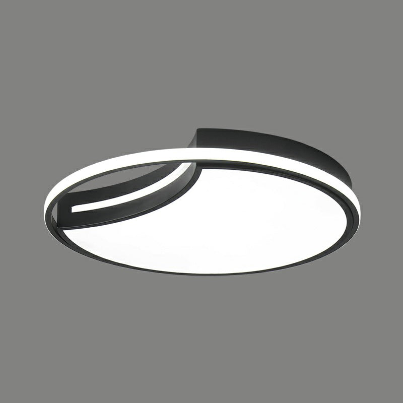 Minimalist Crescent LED Ceiling Flush Mount Acrylic Bedroom Flush Light Fixture with Halo Ring in Black Black 20.5" Remote Control Stepless Dimming Clearhalo 'Ceiling Lights' 'Close To Ceiling Lights' 'Close to ceiling' 'Flush mount' Lighting' 2326995