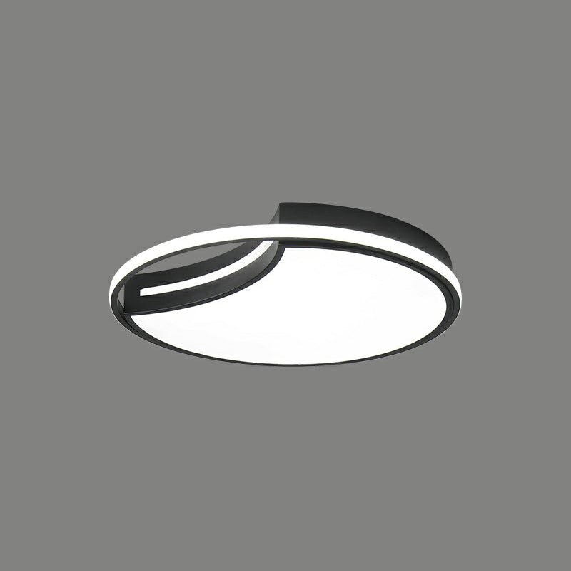 Minimalist Crescent LED Ceiling Flush Mount Acrylic Bedroom Flush Light Fixture with Halo Ring in Black Black 16.5" Third Gear Clearhalo 'Ceiling Lights' 'Close To Ceiling Lights' 'Close to ceiling' 'Flush mount' Lighting' 2326996