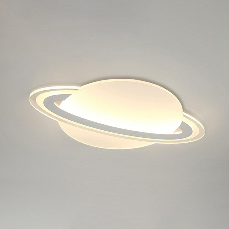 Ringed Planet Kids Bedroom Flush Lamp Acrylic Minimalism LED Ceiling Mount Light in White Clearhalo 'Ceiling Lights' 'Close To Ceiling Lights' 'Close to ceiling' 'Flush mount' Lighting' 2327002