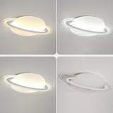 Ringed Planet Kids Bedroom Flush Lamp Acrylic Minimalism LED Ceiling Mount Light in White White Third Gear Clearhalo 'Ceiling Lights' 'Close To Ceiling Lights' 'Close to ceiling' 'Flush mount' Lighting' 2327005