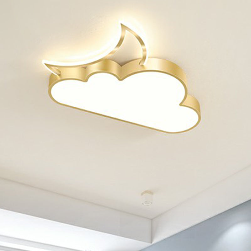 Metal Moon and Cloud Ceiling Fixture Childrens LED Flush Mounted Light for Bedroom Clearhalo 'Ceiling Lights' 'Close To Ceiling Lights' 'Close to ceiling' 'Flush mount' Lighting' 2327023
