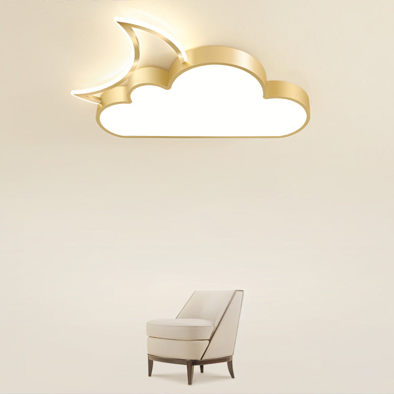Metal Moon and Cloud Ceiling Fixture Childrens LED Flush Mounted Light for Bedroom Clearhalo 'Ceiling Lights' 'Close To Ceiling Lights' 'Close to ceiling' 'Flush mount' Lighting' 2327026