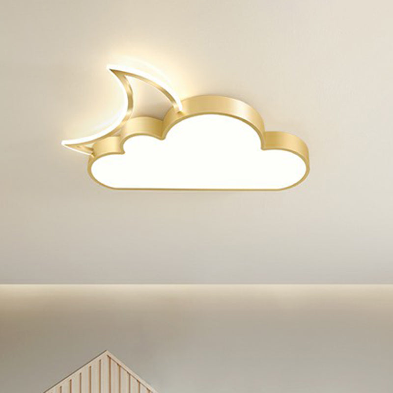 Metal Moon and Cloud Ceiling Fixture Childrens LED Flush Mounted Light for Bedroom Clearhalo 'Ceiling Lights' 'Close To Ceiling Lights' 'Close to ceiling' 'Flush mount' Lighting' 2327028