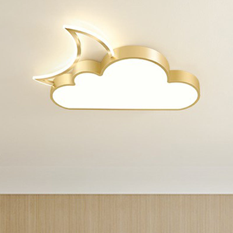 Metal Moon and Cloud Ceiling Fixture Childrens LED Flush Mounted Light for Bedroom Clearhalo 'Ceiling Lights' 'Close To Ceiling Lights' 'Close to ceiling' 'Flush mount' Lighting' 2327032