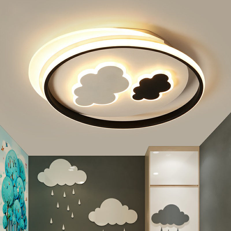 Childrens Cloud Ceiling Light Fixture Acrylic Bedroom LED Flush Mounted Lamp in Black Clearhalo 'Ceiling Lights' 'Close To Ceiling Lights' 'Close to ceiling' 'Flush mount' Lighting' 2327059