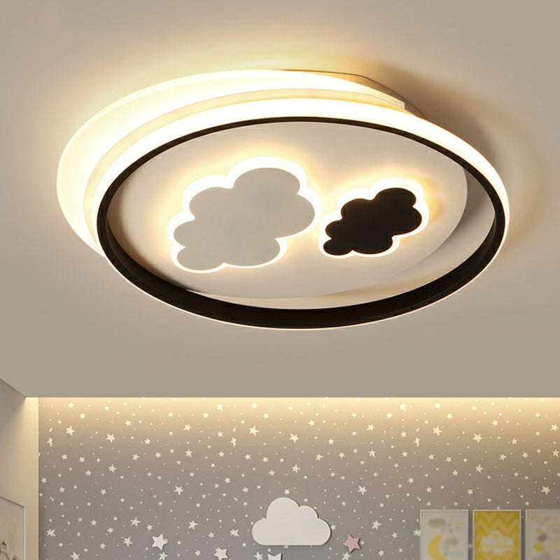 Childrens Cloud Ceiling Light Fixture Acrylic Bedroom LED Flush Mounted Lamp in Black Clearhalo 'Ceiling Lights' 'Close To Ceiling Lights' 'Close to ceiling' 'Flush mount' Lighting' 2327062