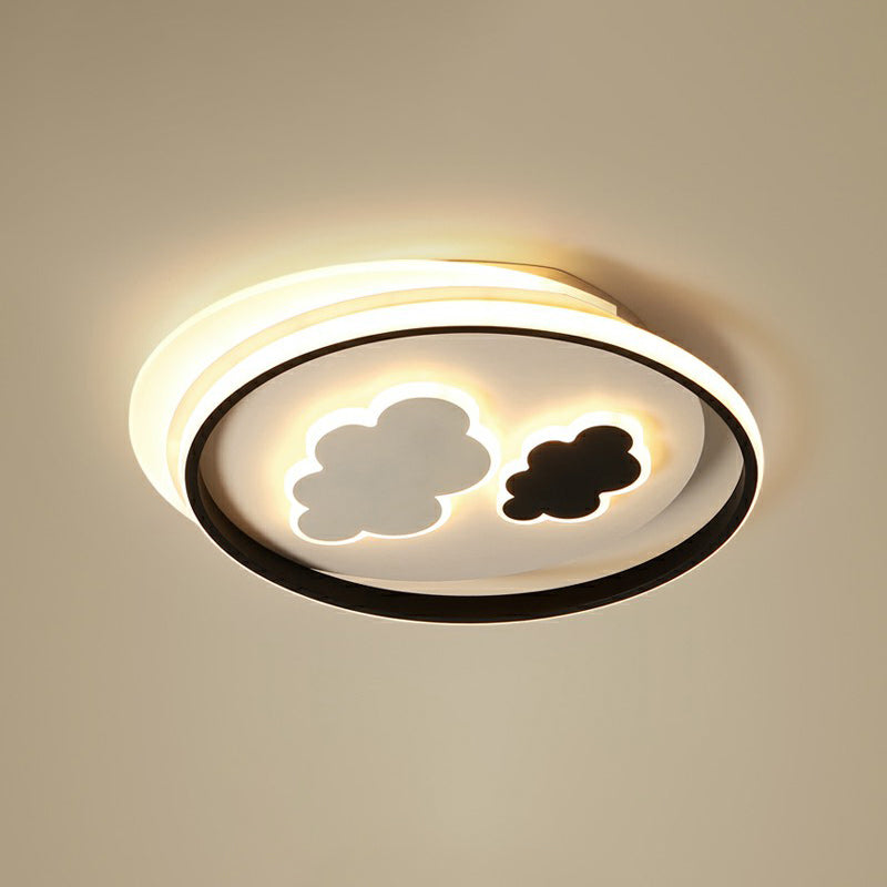 Childrens Cloud Ceiling Light Fixture Acrylic Bedroom LED Flush Mounted Lamp in Black Black 18" Third Gear Clearhalo 'Ceiling Lights' 'Close To Ceiling Lights' 'Close to ceiling' 'Flush mount' Lighting' 2327063