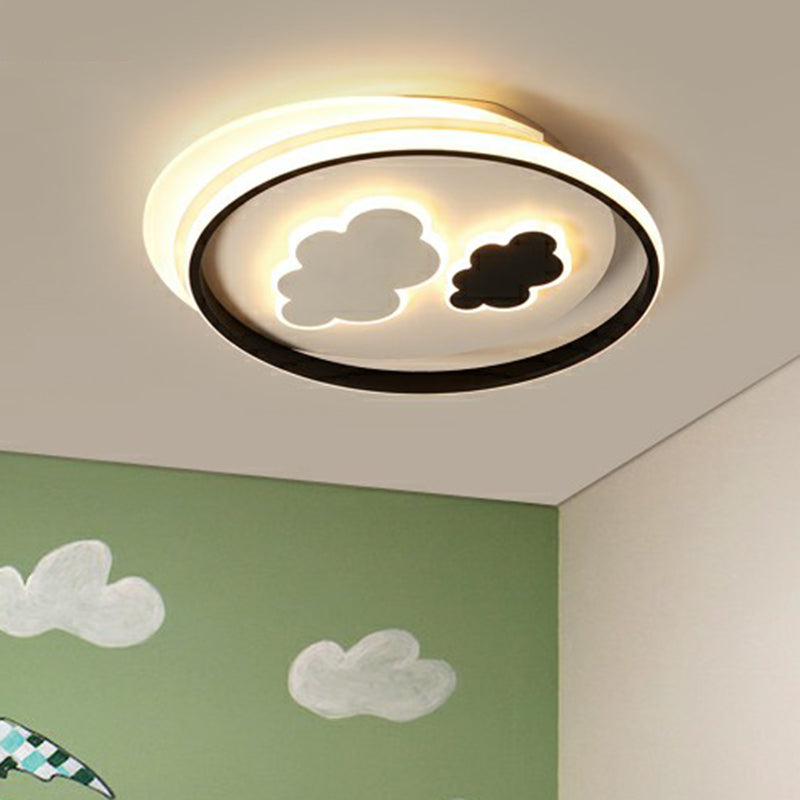 Childrens Cloud Ceiling Light Fixture Acrylic Bedroom LED Flush Mounted Lamp in Black Clearhalo 'Ceiling Lights' 'Close To Ceiling Lights' 'Close to ceiling' 'Flush mount' Lighting' 2327064