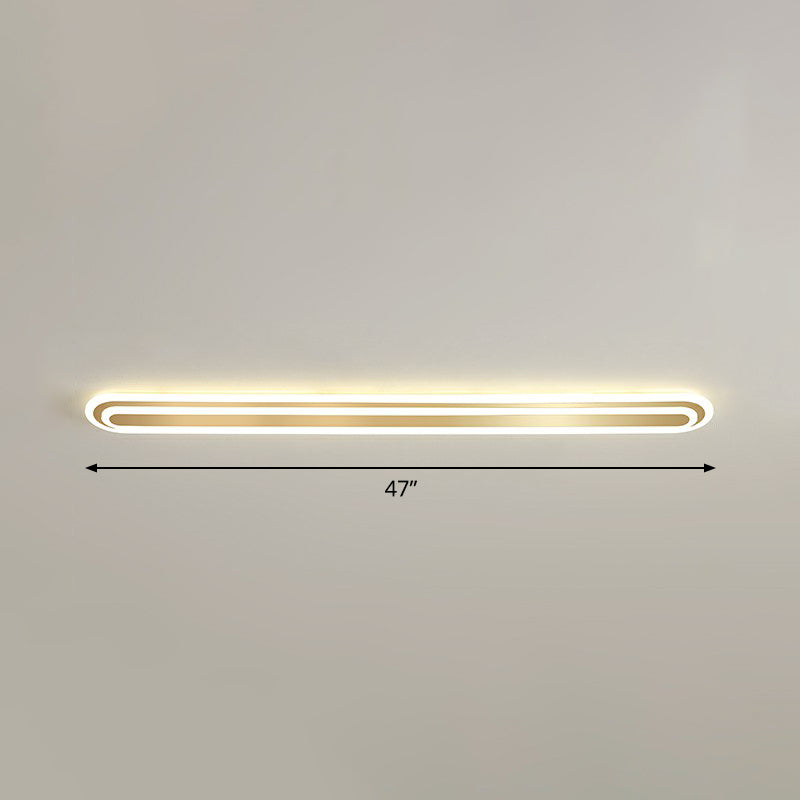Gold Oblong LED Ceiling Fixture Minimalism Acrylic Flush Mount Light for Bedroom Gold 47" Warm Clearhalo 'Ceiling Lights' 'Close To Ceiling Lights' 'Close to ceiling' 'Flush mount' Lighting' 2327078
