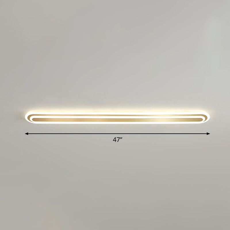 Gold Oblong LED Ceiling Fixture Minimalism Acrylic Flush Mount Light for Bedroom Gold 47" Remote Control Stepless Dimming Clearhalo 'Ceiling Lights' 'Close To Ceiling Lights' 'Close to ceiling' 'Flush mount' Lighting' 2327080