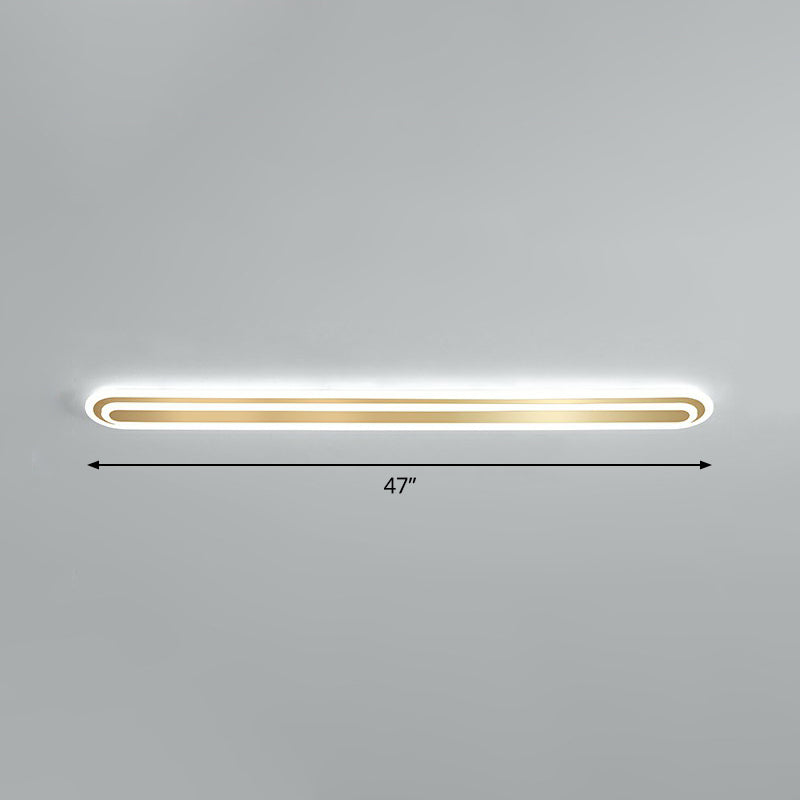 Gold Oblong LED Ceiling Fixture Minimalism Acrylic Flush Mount Light for Bedroom Gold 47" White Clearhalo 'Ceiling Lights' 'Close To Ceiling Lights' 'Close to ceiling' 'Flush mount' Lighting' 2327082