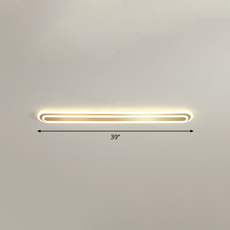 Gold Oblong LED Ceiling Fixture Minimalism Acrylic Flush Mount Light for Bedroom Gold 39" Warm Clearhalo 'Ceiling Lights' 'Close To Ceiling Lights' 'Close to ceiling' 'Flush mount' Lighting' 2327083