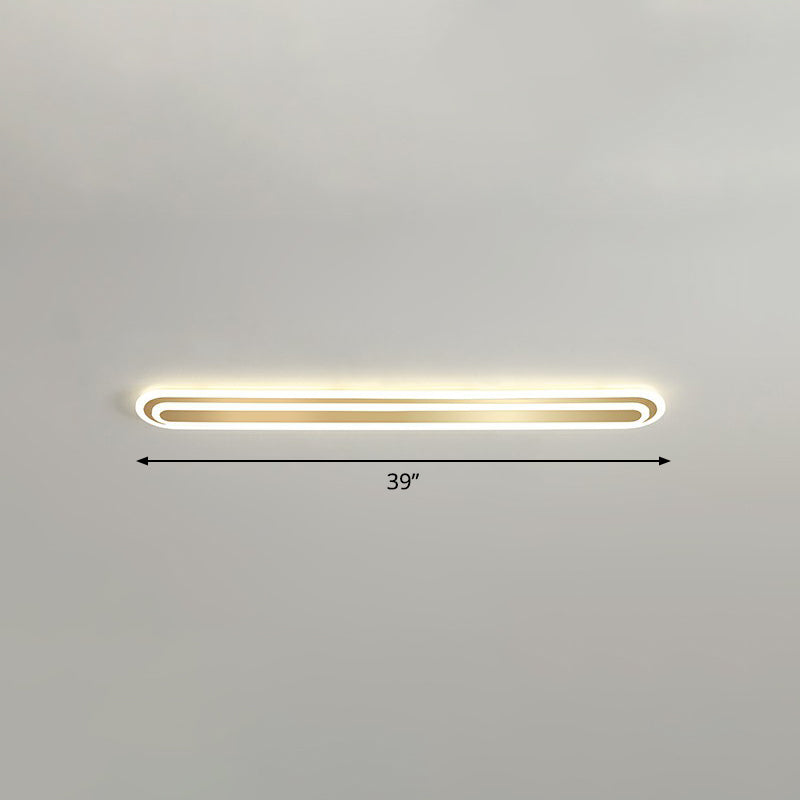 Gold Oblong LED Ceiling Fixture Minimalism Acrylic Flush Mount Light for Bedroom Gold 39" Remote Control Stepless Dimming Clearhalo 'Ceiling Lights' 'Close To Ceiling Lights' 'Close to ceiling' 'Flush mount' Lighting' 2327085