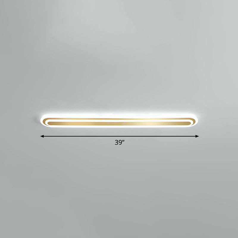 Gold Oblong LED Ceiling Fixture Minimalism Acrylic Flush Mount Light for Bedroom Gold 39" White Clearhalo 'Ceiling Lights' 'Close To Ceiling Lights' 'Close to ceiling' 'Flush mount' Lighting' 2327087