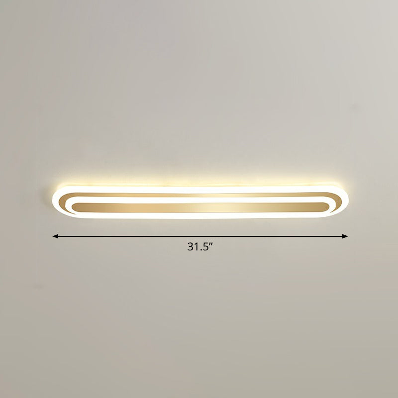 Gold Oblong LED Ceiling Fixture Minimalism Acrylic Flush Mount Light for Bedroom Gold 31.5" Warm Clearhalo 'Ceiling Lights' 'Close To Ceiling Lights' 'Close to ceiling' 'Flush mount' Lighting' 2327088
