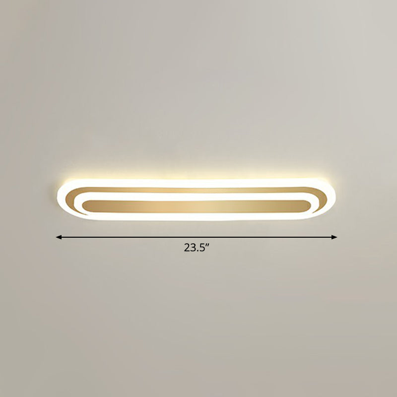 Gold Oblong LED Ceiling Fixture Minimalism Acrylic Flush Mount Light for Bedroom Gold 23.5" Warm Clearhalo 'Ceiling Lights' 'Close To Ceiling Lights' 'Close to ceiling' 'Flush mount' Lighting' 2327091
