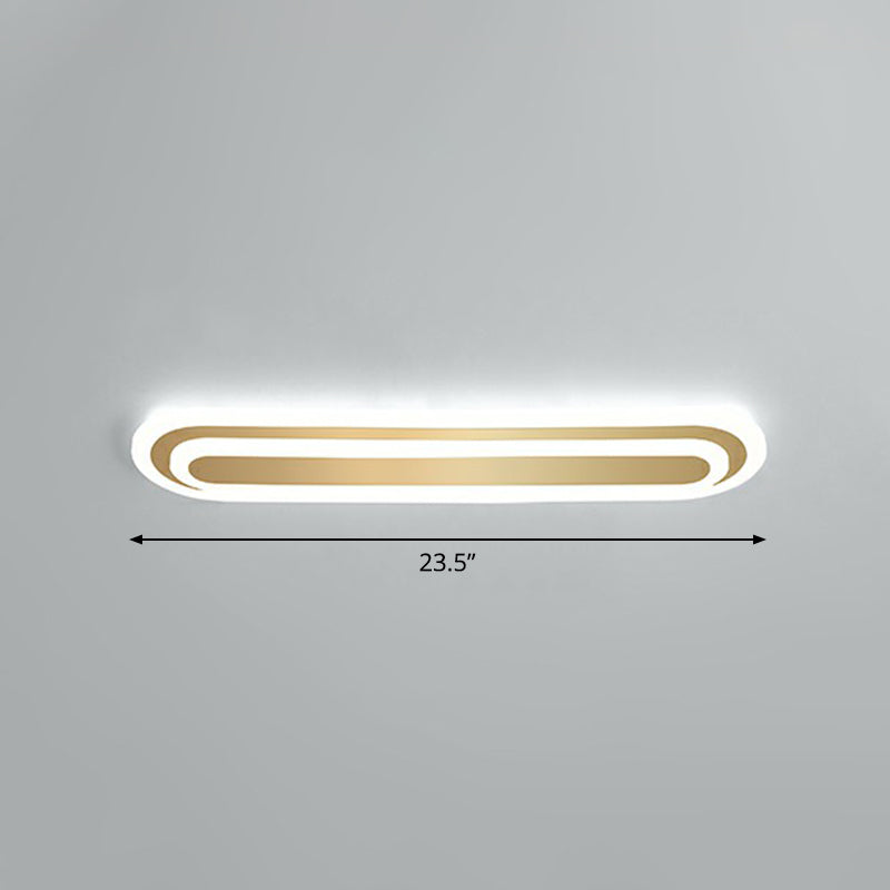 Gold Oblong LED Ceiling Fixture Minimalism Acrylic Flush Mount Light for Bedroom Gold 23.5" White Clearhalo 'Ceiling Lights' 'Close To Ceiling Lights' 'Close to ceiling' 'Flush mount' Lighting' 2327093