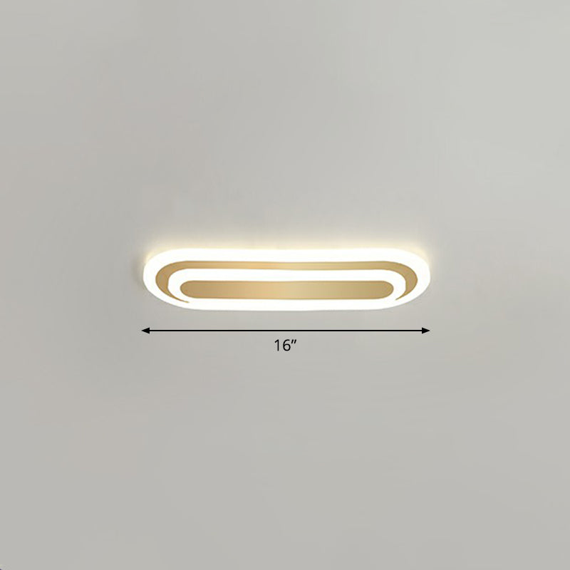 Gold Oblong LED Ceiling Fixture Minimalism Acrylic Flush Mount Light for Bedroom Gold 16" Remote Control Stepless Dimming Clearhalo 'Ceiling Lights' 'Close To Ceiling Lights' 'Close to ceiling' 'Flush mount' Lighting' 2327095