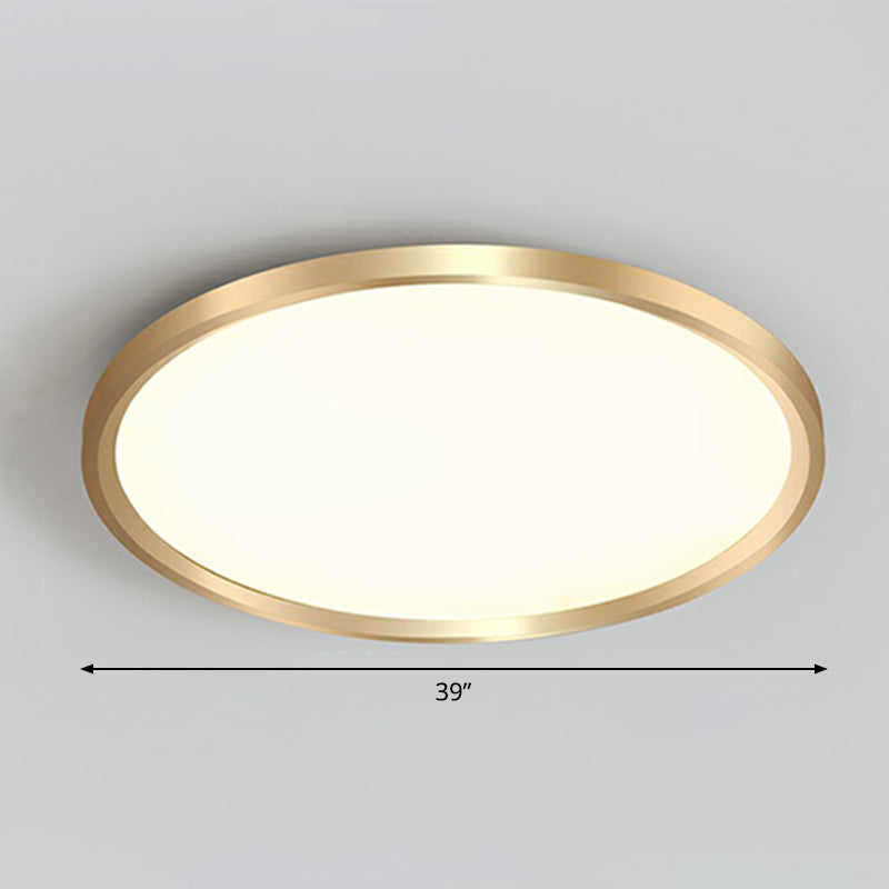 Circle Bedroom Ceiling Flush Mount Fixture Acrylic Simplicity LED Flush Light in Gold Gold 39" Remote Control Stepless Dimming Clearhalo 'Ceiling Lights' 'Close To Ceiling Lights' 'Close to ceiling' 'Flush mount' Lighting' 2327113