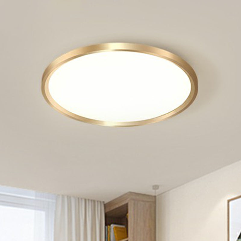 Circle Bedroom Ceiling Flush Mount Fixture Acrylic Simplicity LED Flush Light in Gold Clearhalo 'Ceiling Lights' 'Close To Ceiling Lights' 'Close to ceiling' 'Flush mount' Lighting' 2327114