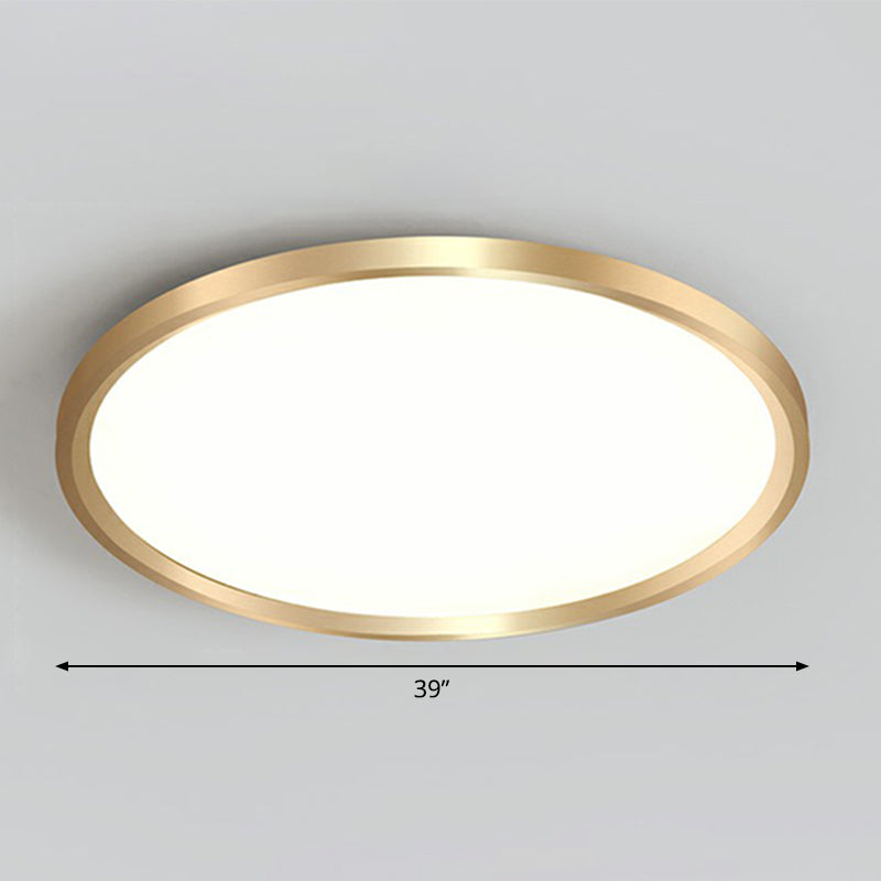 Circle Bedroom Ceiling Flush Mount Fixture Acrylic Simplicity LED Flush Light in Gold Gold 39" White Clearhalo 'Ceiling Lights' 'Close To Ceiling Lights' 'Close to ceiling' 'Flush mount' Lighting' 2327115