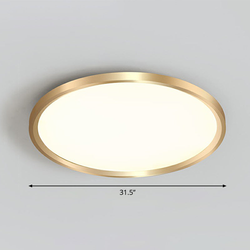 Circle Bedroom Ceiling Flush Mount Fixture Acrylic Simplicity LED Flush Light in Gold Gold 31.5" Remote Control Stepless Dimming Clearhalo 'Ceiling Lights' 'Close To Ceiling Lights' 'Close to ceiling' 'Flush mount' Lighting' 2327118