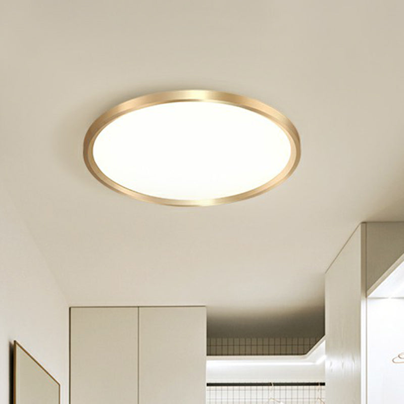 Circle Bedroom Ceiling Flush Mount Fixture Acrylic Simplicity LED Flush Light in Gold Clearhalo 'Ceiling Lights' 'Close To Ceiling Lights' 'Close to ceiling' 'Flush mount' Lighting' 2327119