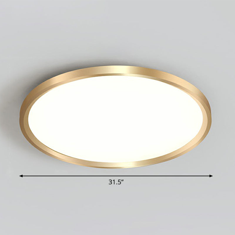 Circle Bedroom Ceiling Flush Mount Fixture Acrylic Simplicity LED Flush Light in Gold Gold 31.5" White Clearhalo 'Ceiling Lights' 'Close To Ceiling Lights' 'Close to ceiling' 'Flush mount' Lighting' 2327120