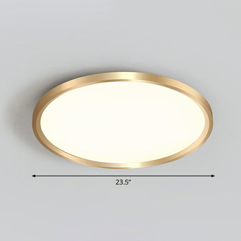 Circle Bedroom Ceiling Flush Mount Fixture Acrylic Simplicity LED Flush Light in Gold Gold 23.5" Remote Control Stepless Dimming Clearhalo 'Ceiling Lights' 'Close To Ceiling Lights' 'Close to ceiling' 'Flush mount' Lighting' 2327122
