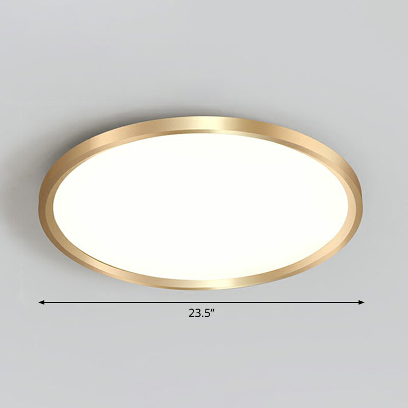Circle Bedroom Ceiling Flush Mount Fixture Acrylic Simplicity LED Flush Light in Gold Gold 23.5" White Clearhalo 'Ceiling Lights' 'Close To Ceiling Lights' 'Close to ceiling' 'Flush mount' Lighting' 2327123