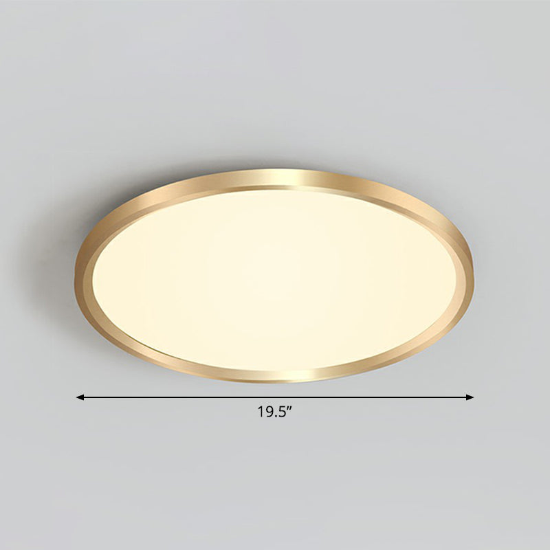 Circle Bedroom Ceiling Flush Mount Fixture Acrylic Simplicity LED Flush Light in Gold Gold 19.5" Warm Clearhalo 'Ceiling Lights' 'Close To Ceiling Lights' 'Close to ceiling' 'Flush mount' Lighting' 2327124